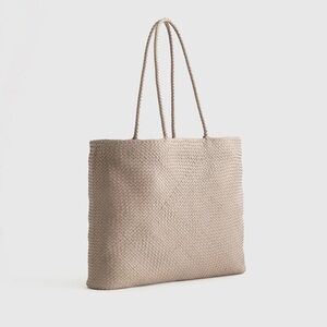NWT Quince taupe Italian leather handwoven tote